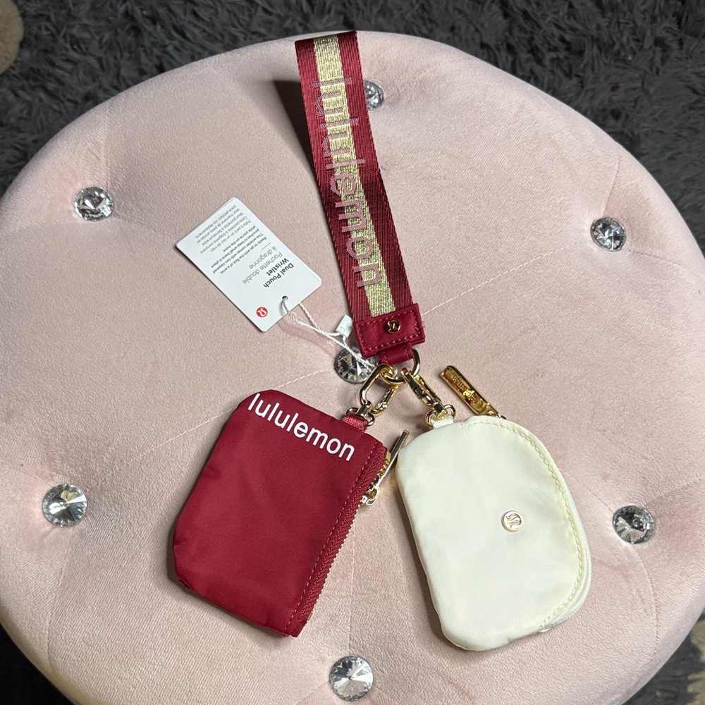 Lululemon Burgundy and White Accessory Pouches